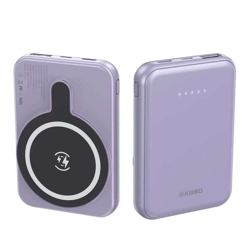 KBOD - Batería Power Bank Inalámbrica 5000 mAh Con Magsafe Kbod PW09 Lila