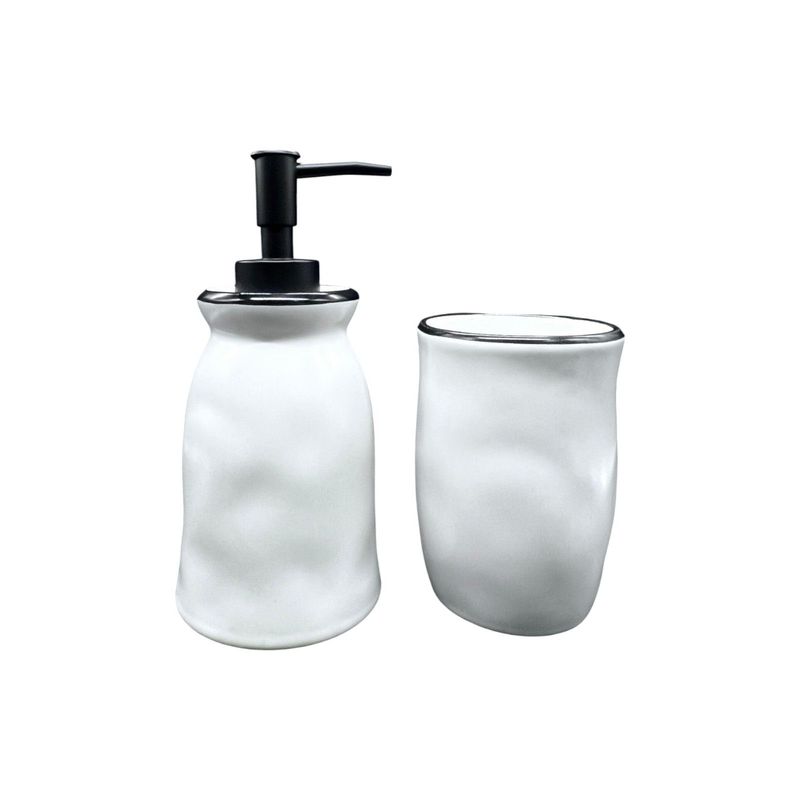 OEM - Set De Baño 2 Piezas Ceramica Jabon Porta Cepillo B&n