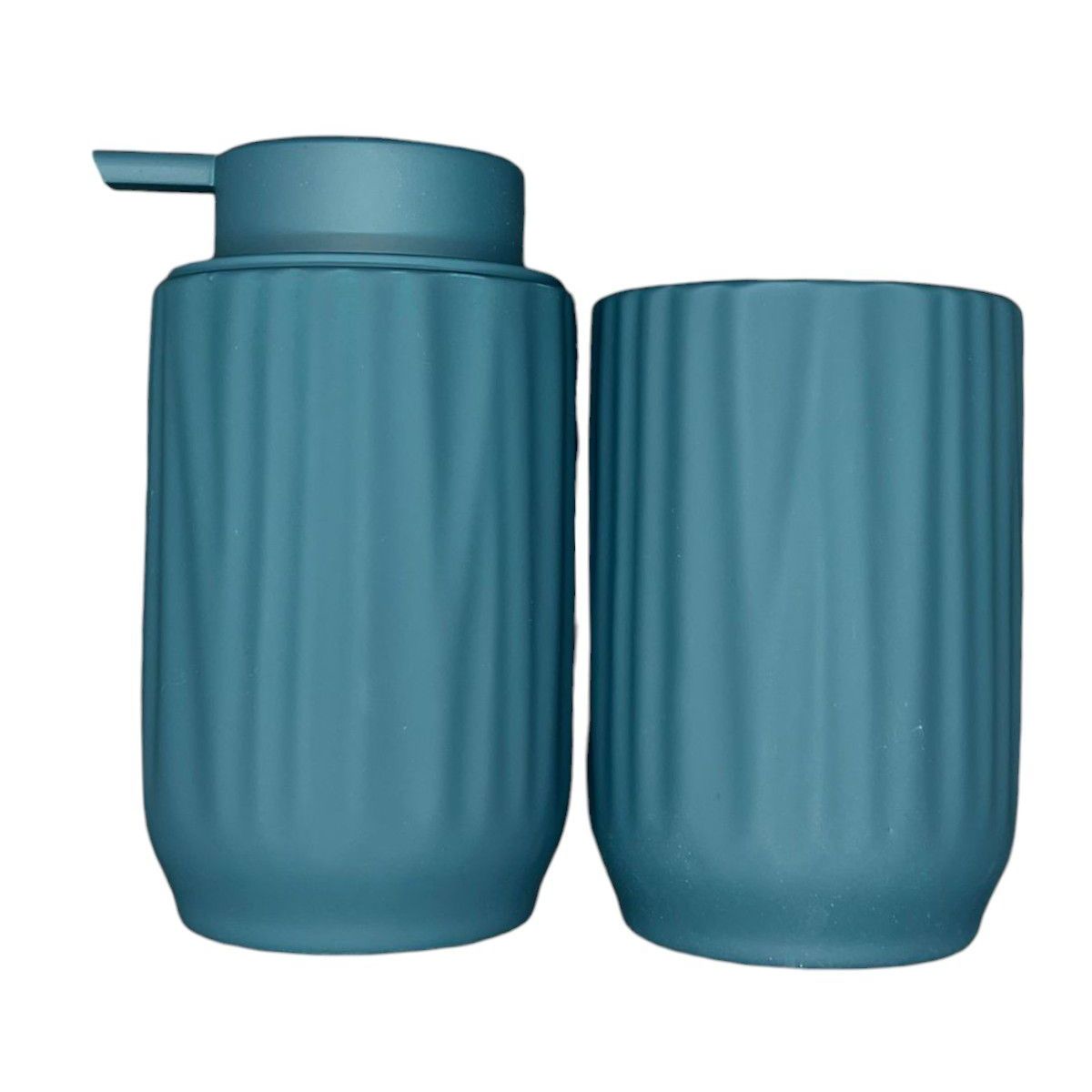 OEM - Set De Baño 2 Piezas Ceramica Jabon Porta Cepillo Turquesa