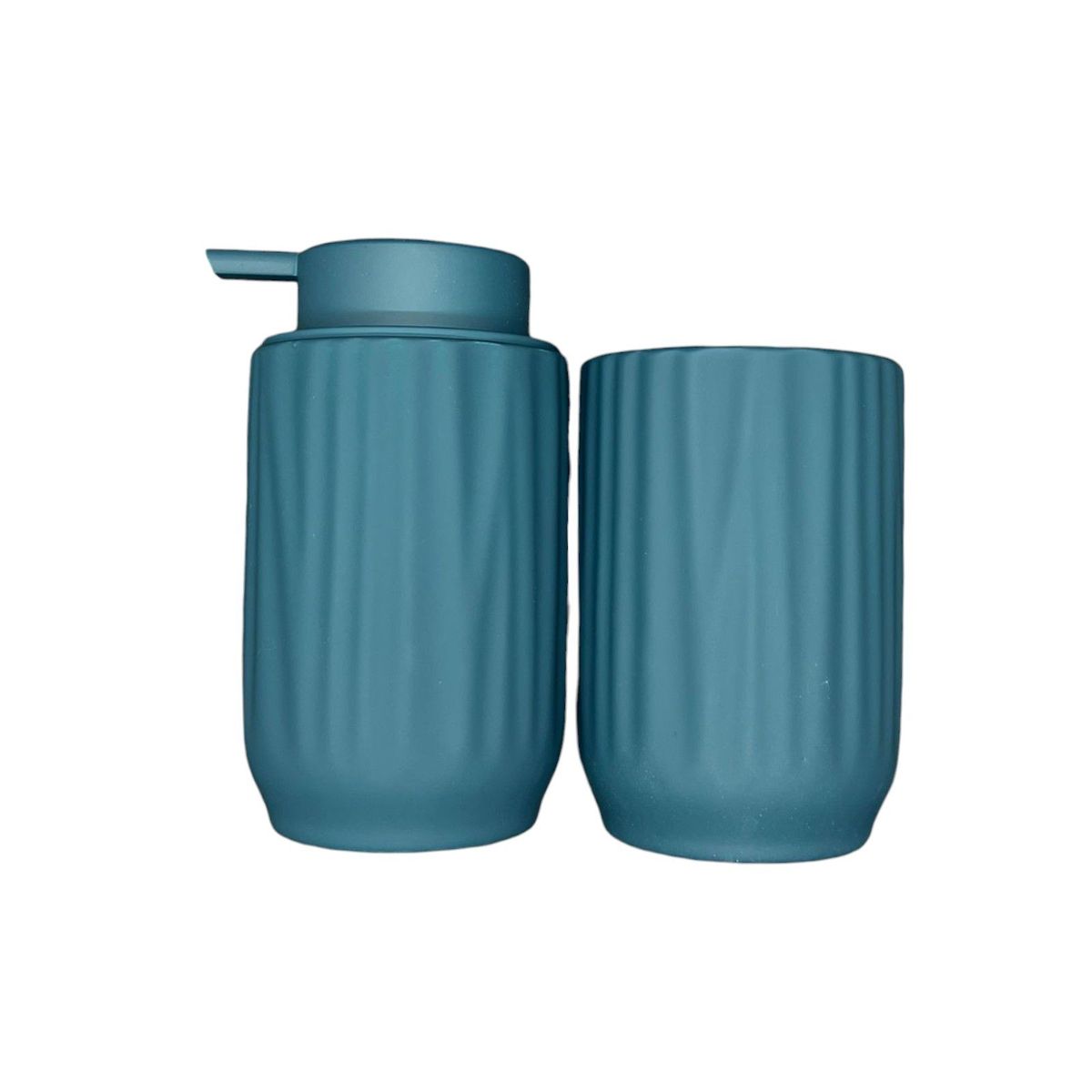 OEM - Set De Baño 2 Piezas Ceramica Jabon Porta Cepillo Turquesa