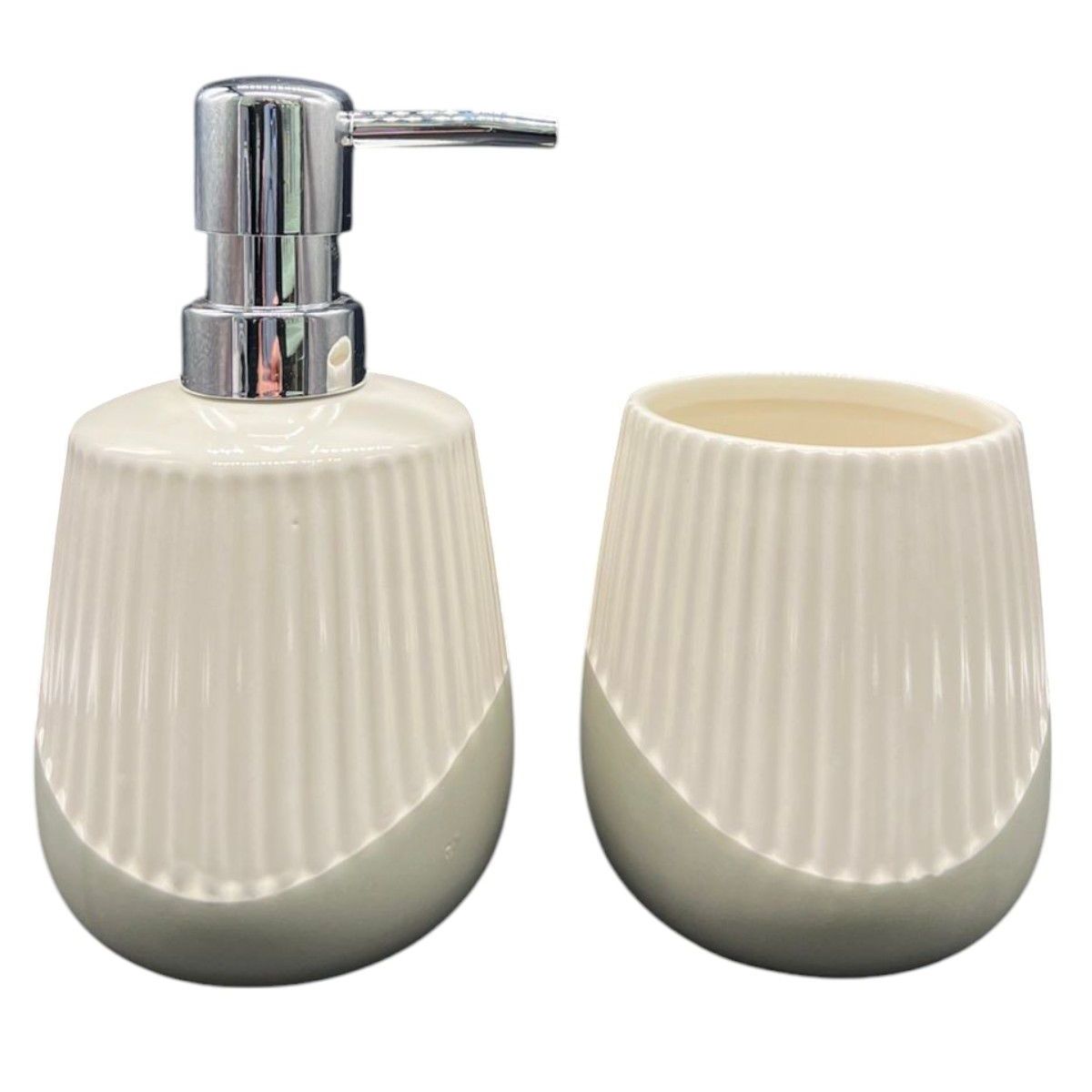 OEM - Set De Baño 2 Piezas Ceramica Jabon Porta Cepillo Crema