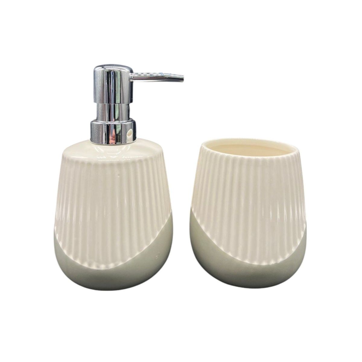 OEM - Set De Baño 2 Piezas Ceramica Jabon Porta Cepillo Crema