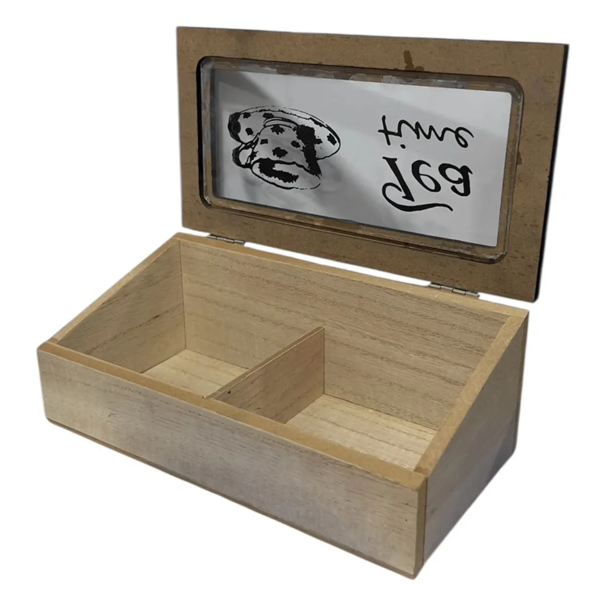 GENERICO - Caja De Té Mediana De Madera 2 Espacios Inclinada