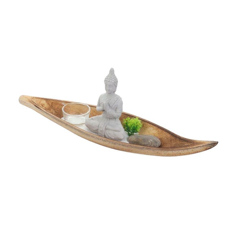 GENERICO - Porta Vela De Buda Con Porta Vela Candelabro Decorativo Beig