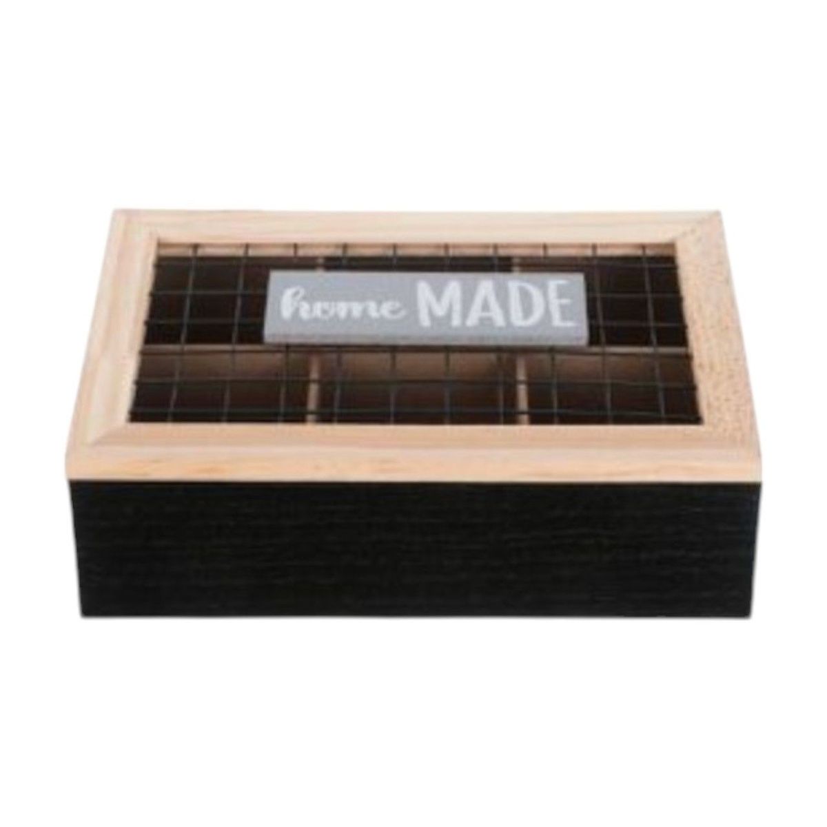 GENERICO - Caja De Té Mediana De Madera 6 Espacios Malla