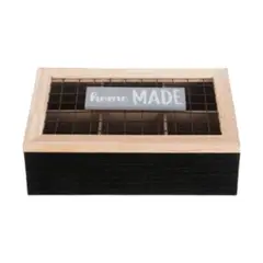 GENERICO - Caja De Té Mediana De Madera 6 Espacios Malla