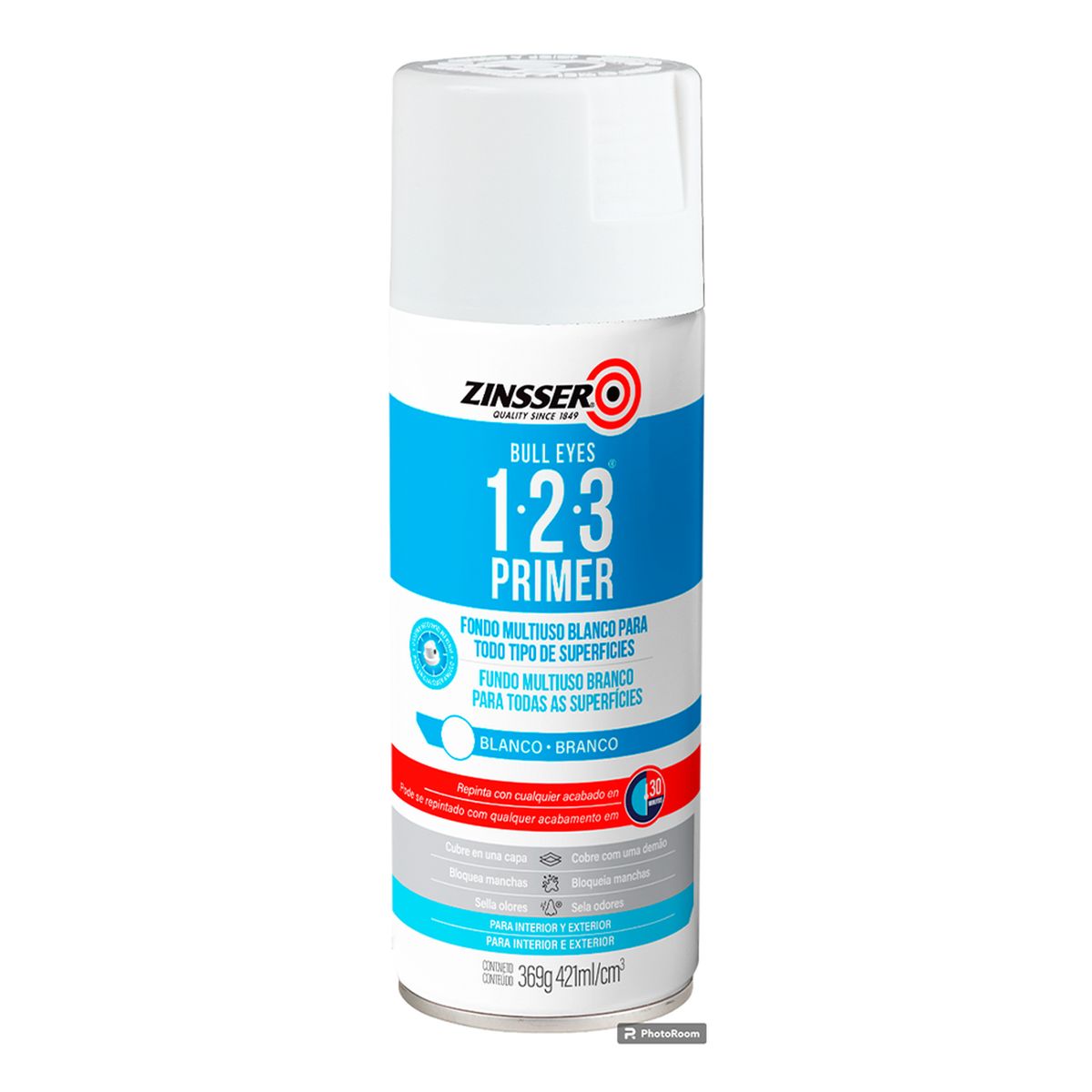 RUST OLEUM - ZINSSER 1-2-3 - Gris Satinado Aerosol 369g