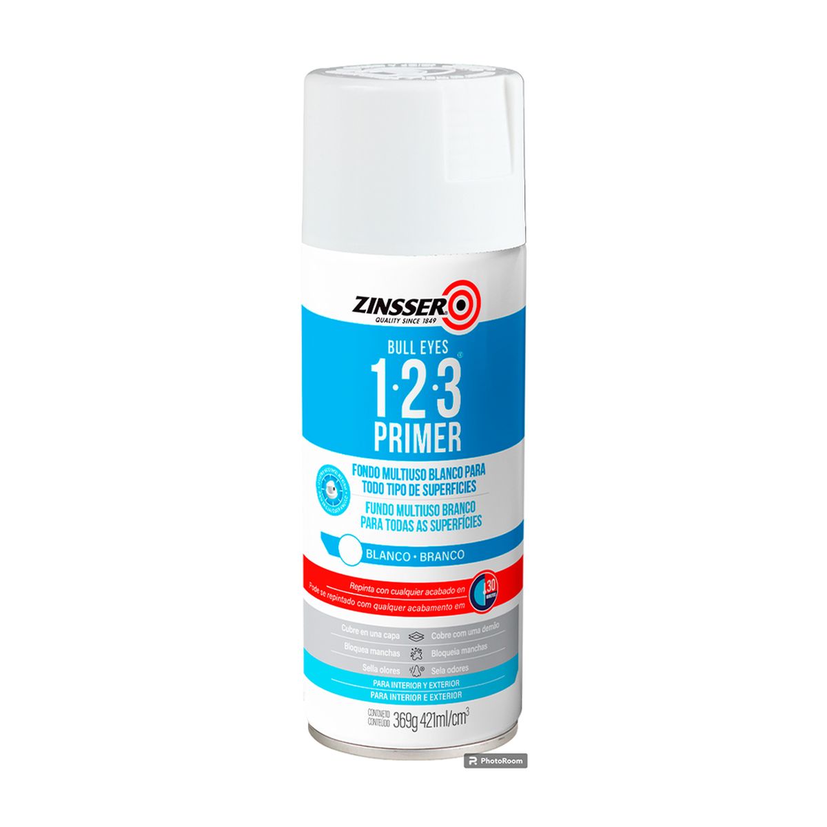 RUST OLEUM - ZINSSER 1-2-3 - Gris Satinado Aerosol 369g