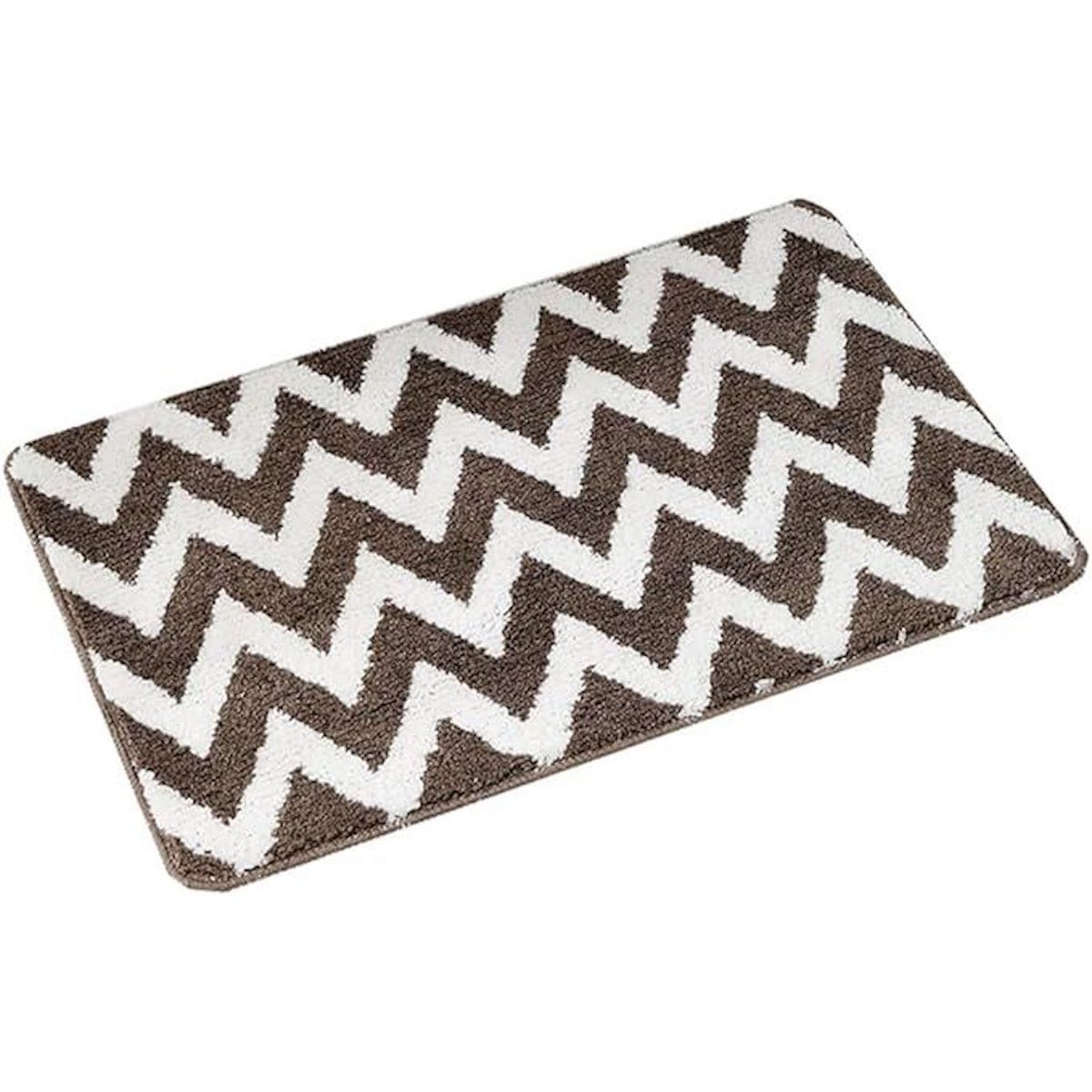 OEM - Alfombra Entrada Hogar Limpiapiés Peluda Zigzag 80x50cm