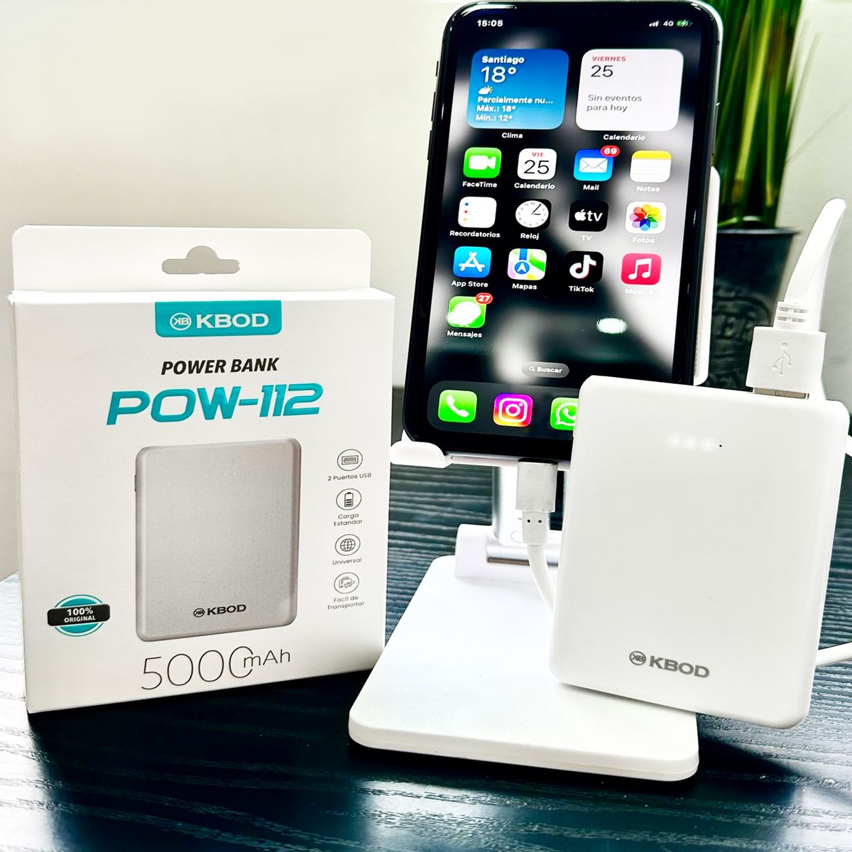 KBOD - Batería Externa Portátil Power Bank 5.000mah Kbod POW 112 Blanco