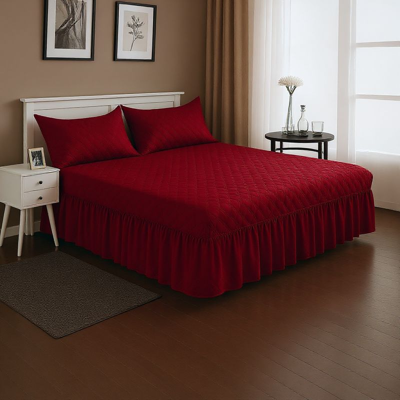 ARMONIA - Faldón Doble Cama Plaza y Media con 1 Funda Acolchado