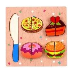 JUGUETON - Juego Madera Tabla Encaje Cortar Comida