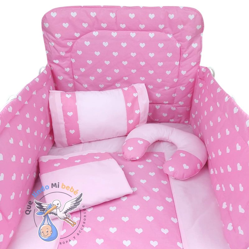 GENERICO - Set para Cuna Estándar Rosado Corazon