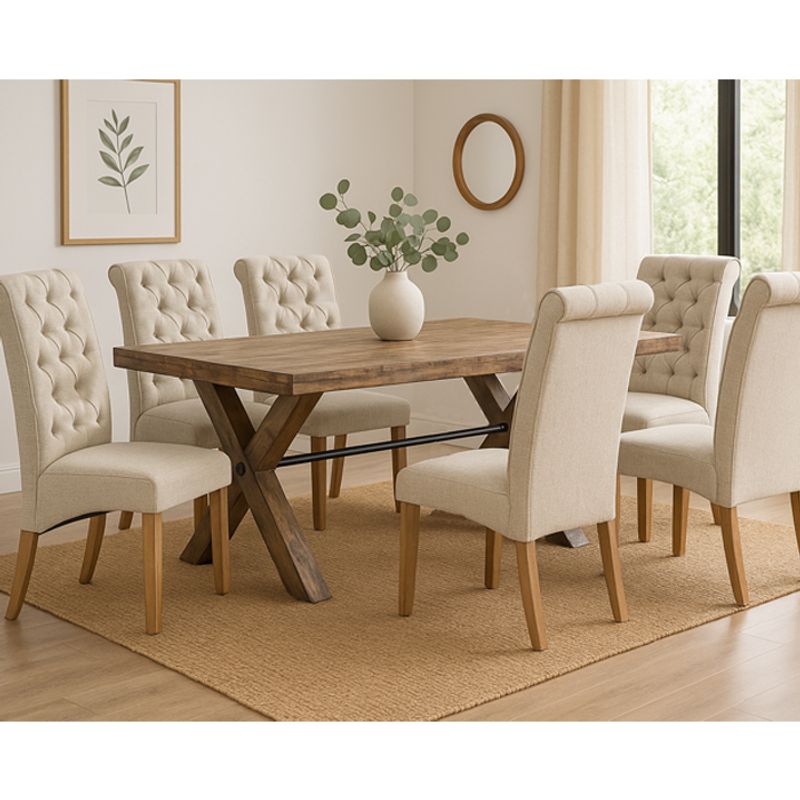 MSA MUEBLES SANTA ANA - Juego Comedor Timber 6 Sillas Tapizadas Beige Tripton