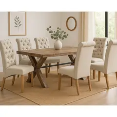 MSA MUEBLES SANTA ANA - Juego Comedor Timber 6 Sillas Tapizadas Beige Tripton