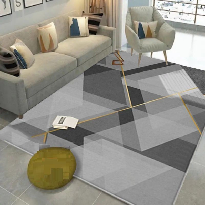 GENERICO - ALFOMBRA PARA LIVING 200X240 DE LUJO GRIS LINEAS DORADA WYM