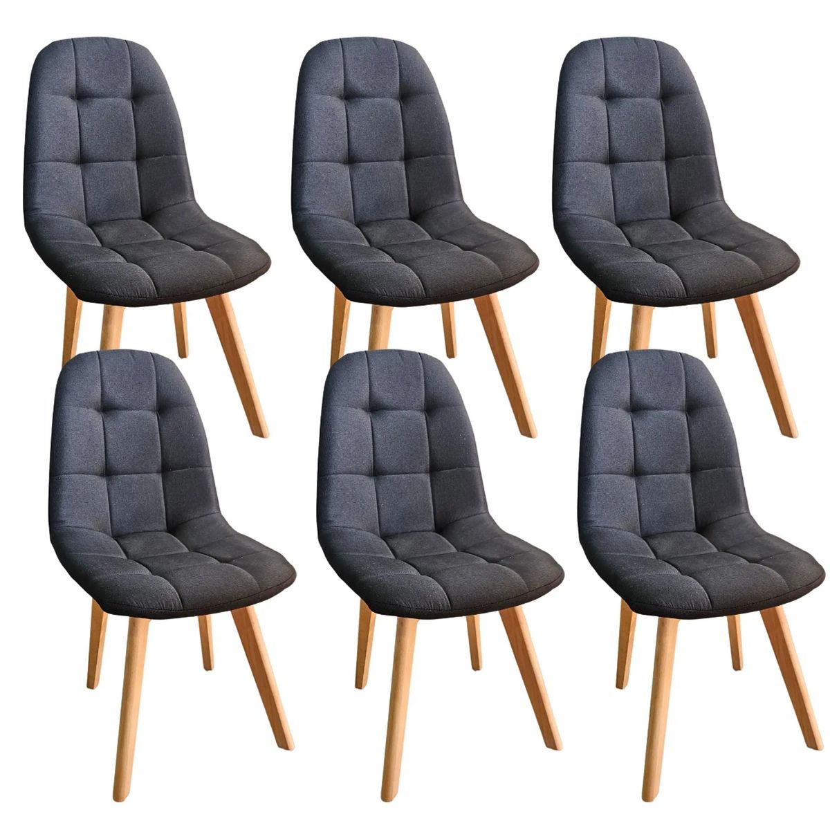CORI CORI - Pack 6 Sillas Capitonne Lino Negro