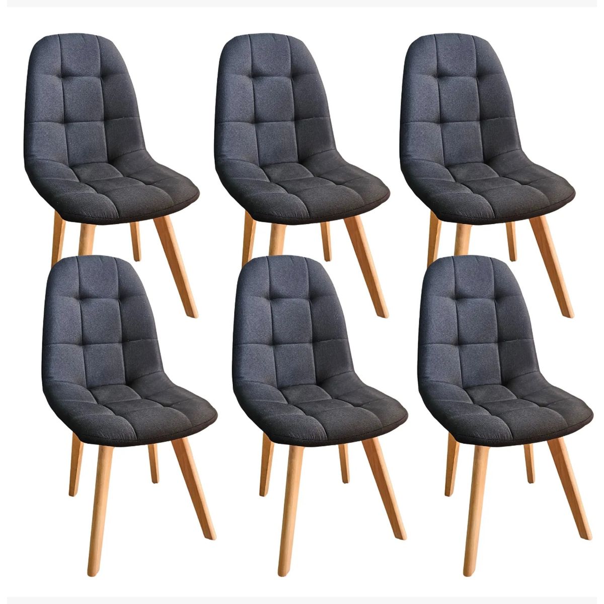CORI CORI - Pack 6 Sillas Capitonne Lino Negro