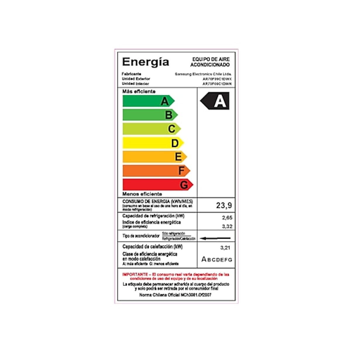 SAMSUNG - Aire Acondicionado Split Muro Wind Free Inverter 12000 BTU (2025)
