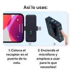 GENERICO - Pack 2 Microfonos Inalambrico Dual Para Iphone y Android Negro