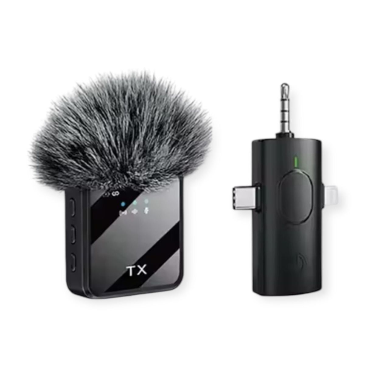 GENERICO - Microfono Inalambrico Dual Para Iphone Y Android Negro