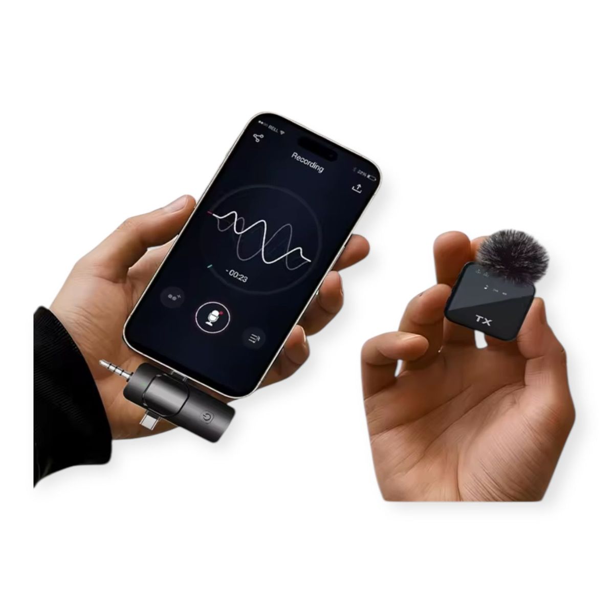 GENERICO - Microfono Inalambrico Dual Para Iphone Y Android Negro