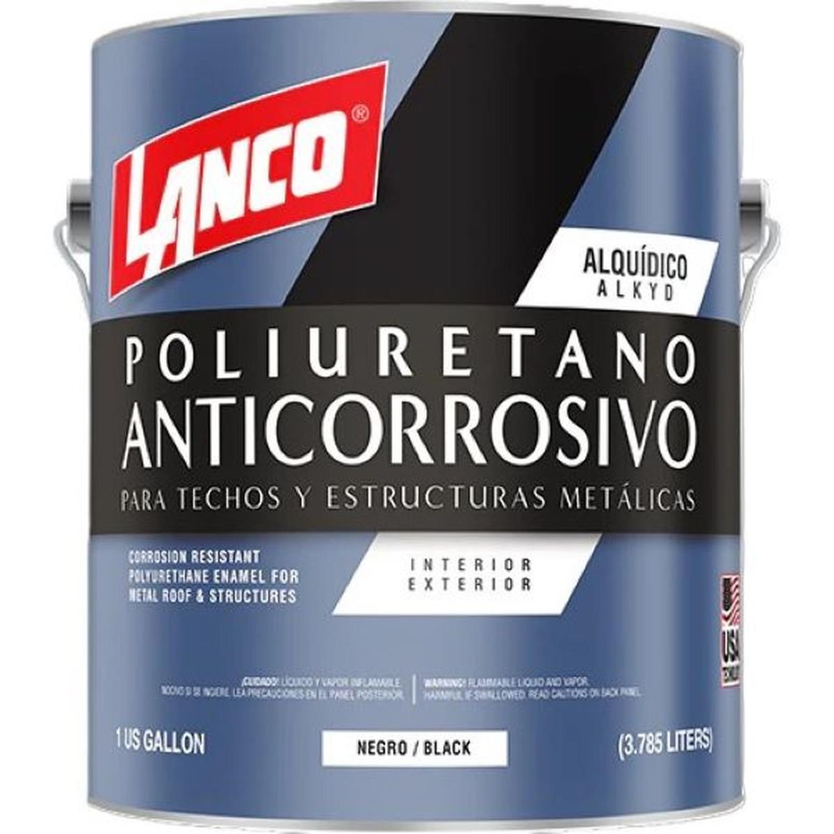 LANCO - Anticorrosivo Poliuretano Techos y Metales Negro GL Lanco