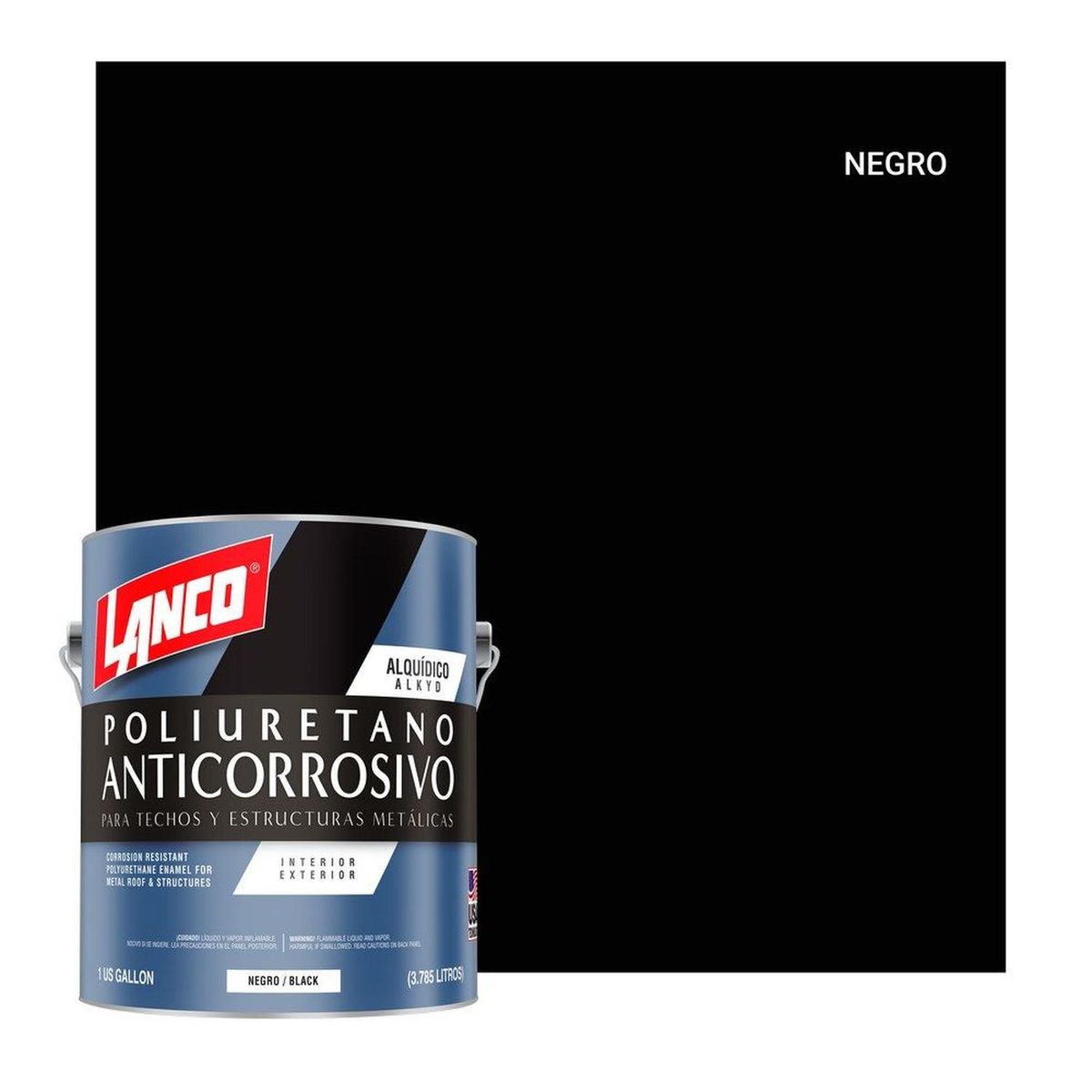 LANCO - Anticorrosivo Poliuretano Techos y Metales Negro GL Lanco
