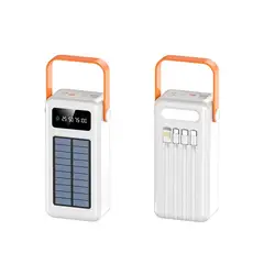 STARTECHOFFICE - Batería Portátil Power Bank Solar 40000mAh Cables Integrados Luz LED