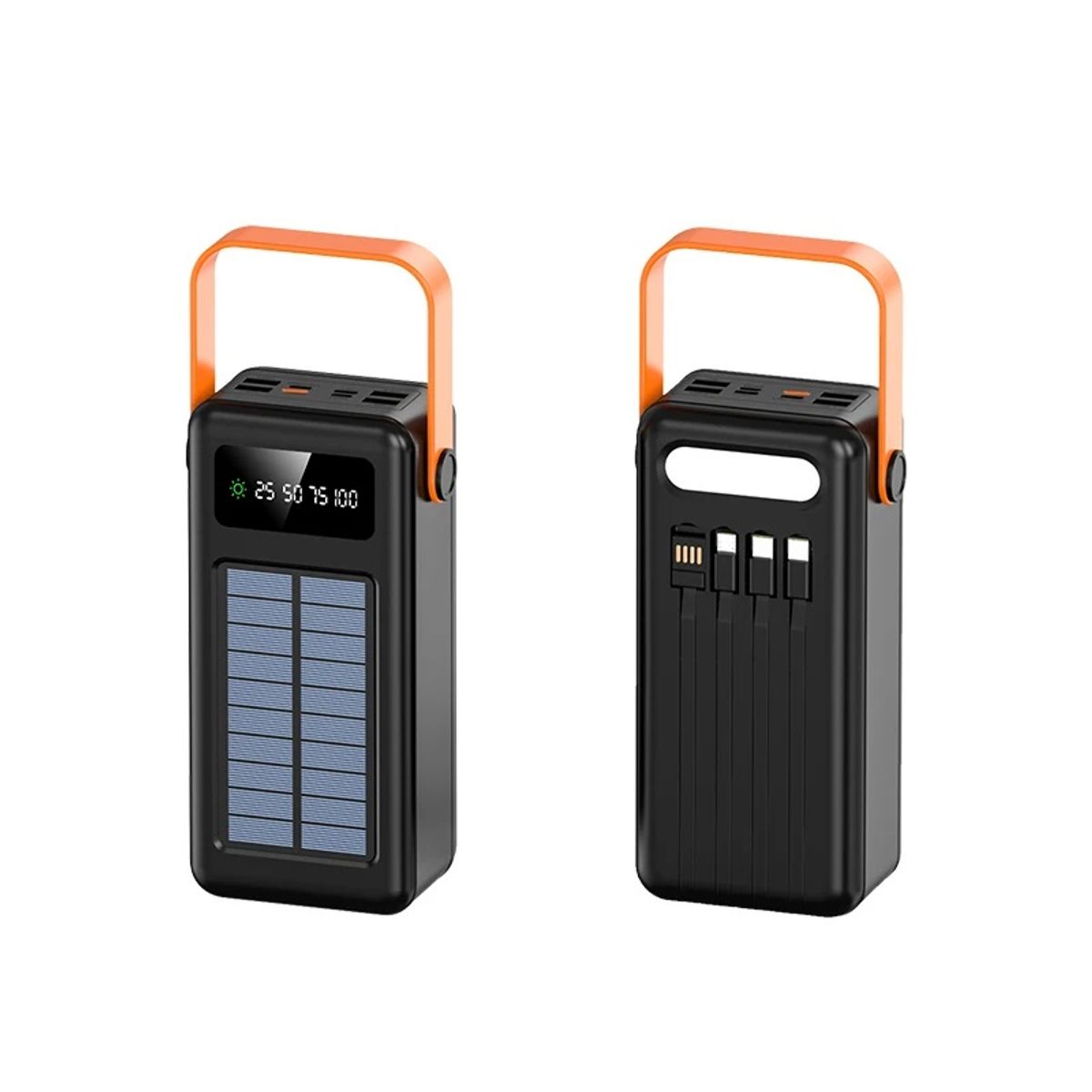 STARTECHOFFICE - Batería Portátil Power Bank Solar 40000mAh Cables Integrados Luz LED