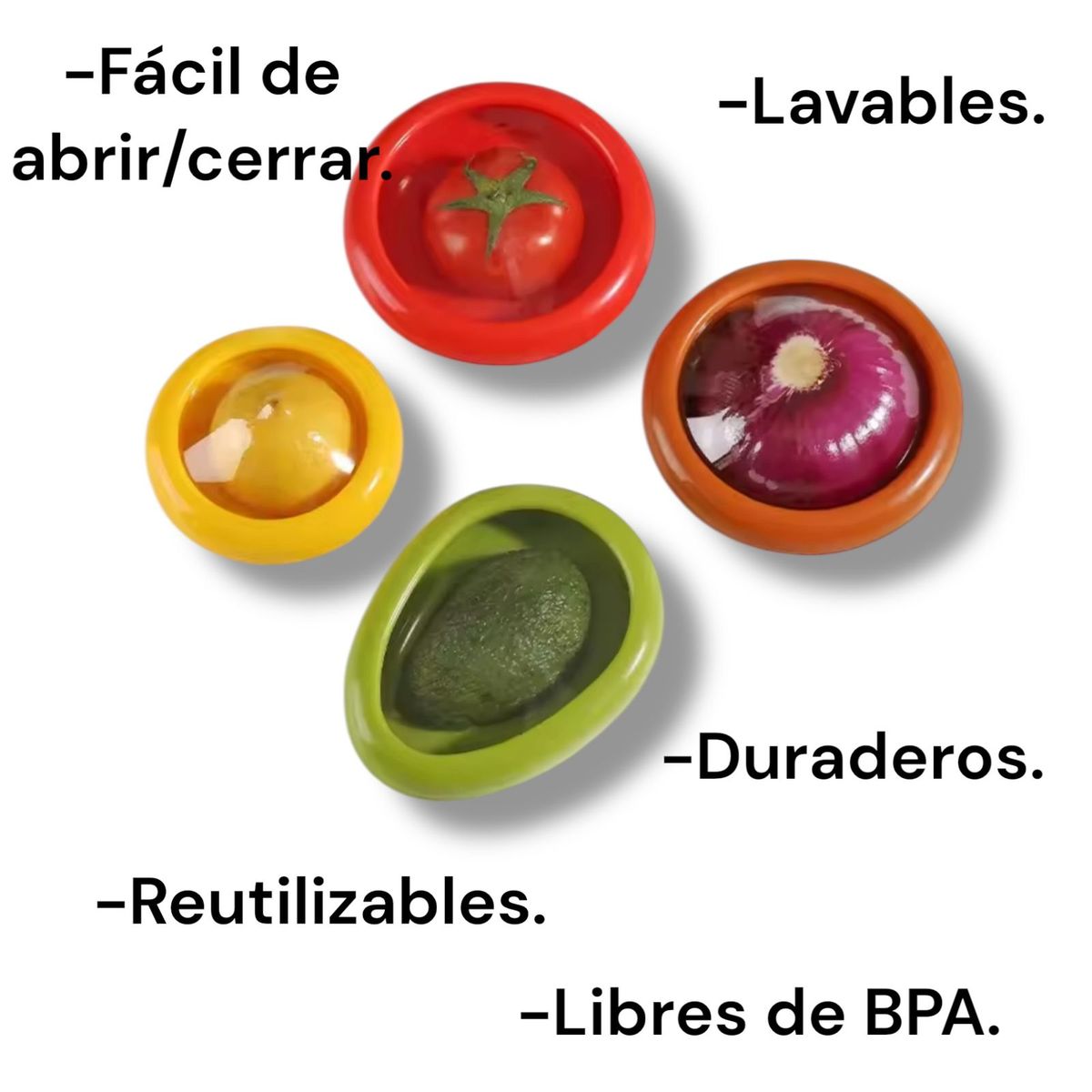 GENERICO - Contenedor Conservador Frutas Verduras Reutilizable Pack X4