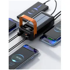 GENERICO - Banco Energía Solar 40000 mAh PowerBank Linterna LED Cables Integrados