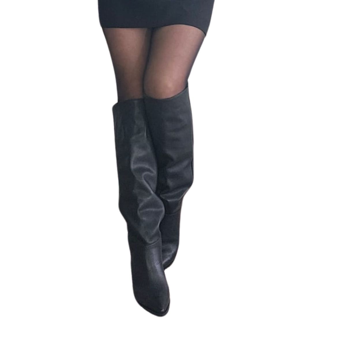 ANNY OUTFITS - Bota cuero Buchona  Negra 3 en 1.