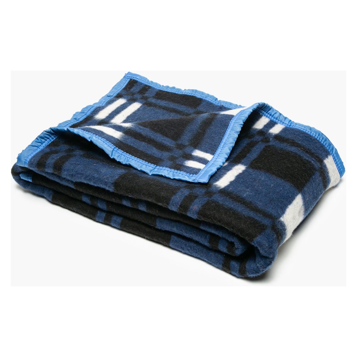 AMBIENTA - Frazada Escocesa 1.5 Plazas Negro Azul Blanco Ambienta