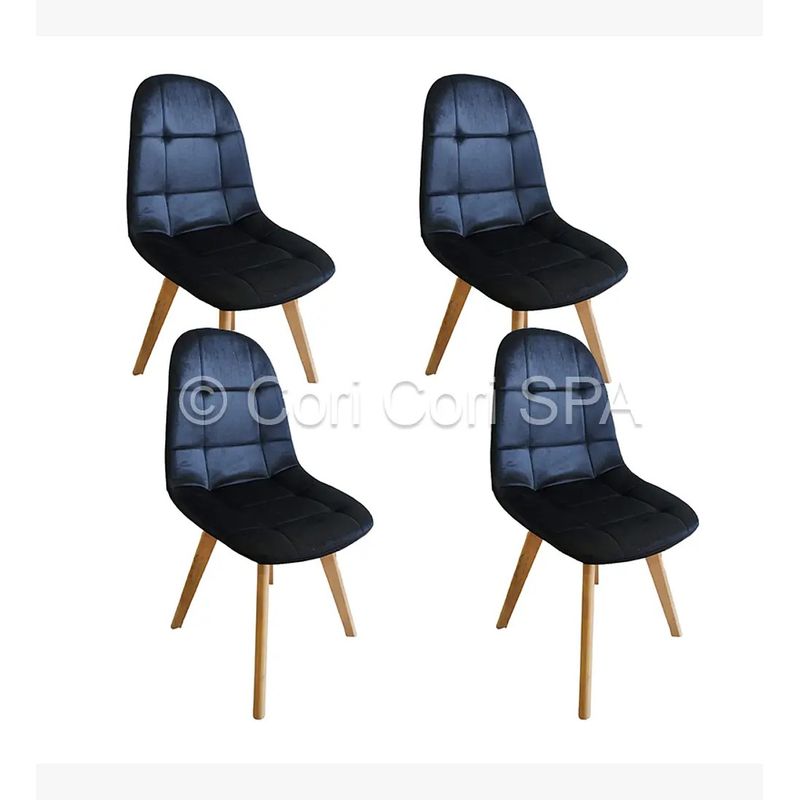 CORI CORI - Pack 4 Sillas Capitonne Velvet Negro