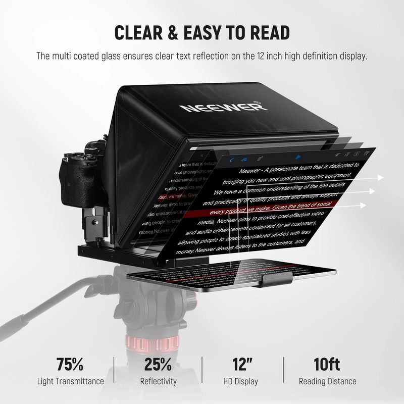 NEEWER - Teleprompter de aleación de aluminio NEEWER BASICS X12B