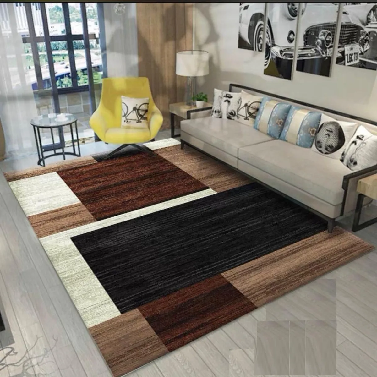 GENERICO - ALFOMBRA PARA LIVING 160x200 DISEÑO CUADRO CAFE WYM