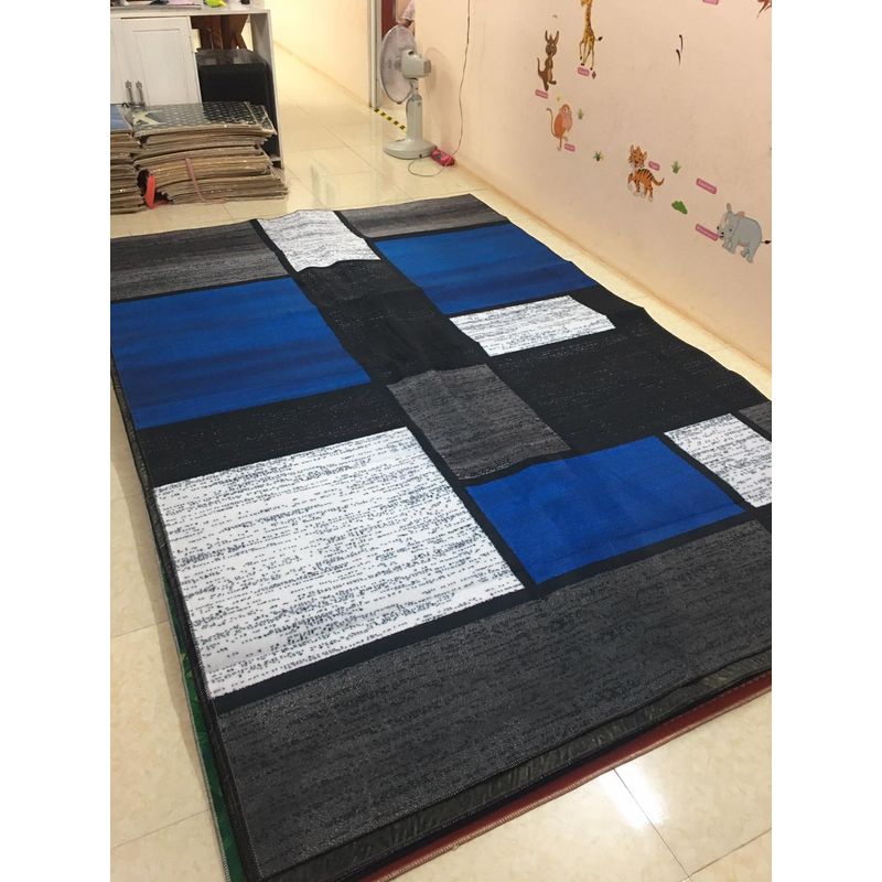GENERICO - ALFOMBRA PARA LIVING 160x200 DISEÑO CUADRO AZUL WYM