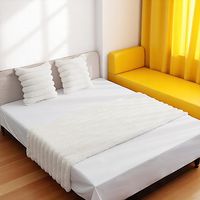 Set De Piecera Peluda Premium 70 X 210 +2 Fundas Blanco