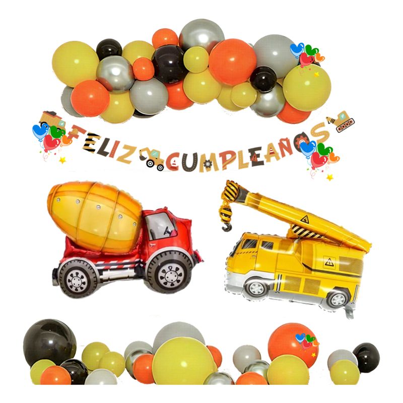 GENERICO - Set Decoración Cumpleaños Autos Vehiculos De Construcción