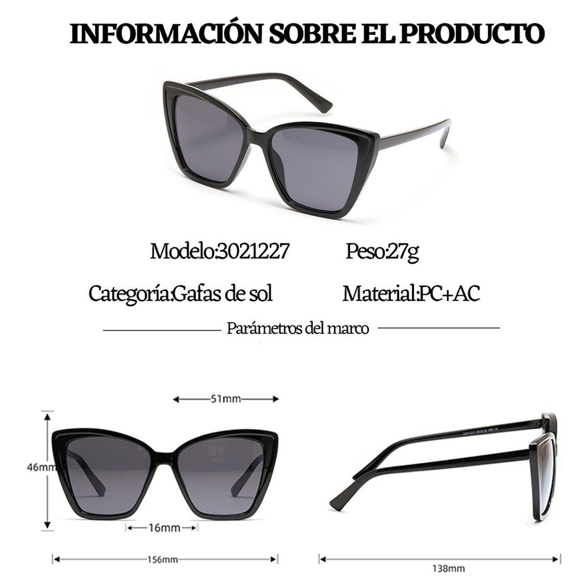 EINICIO - Gafas De Sol Coreanas Con Montura Grande