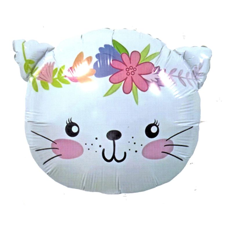 GENERICO - Globo Metalizado Cara Gato Gatita Cumpleaños Mascota