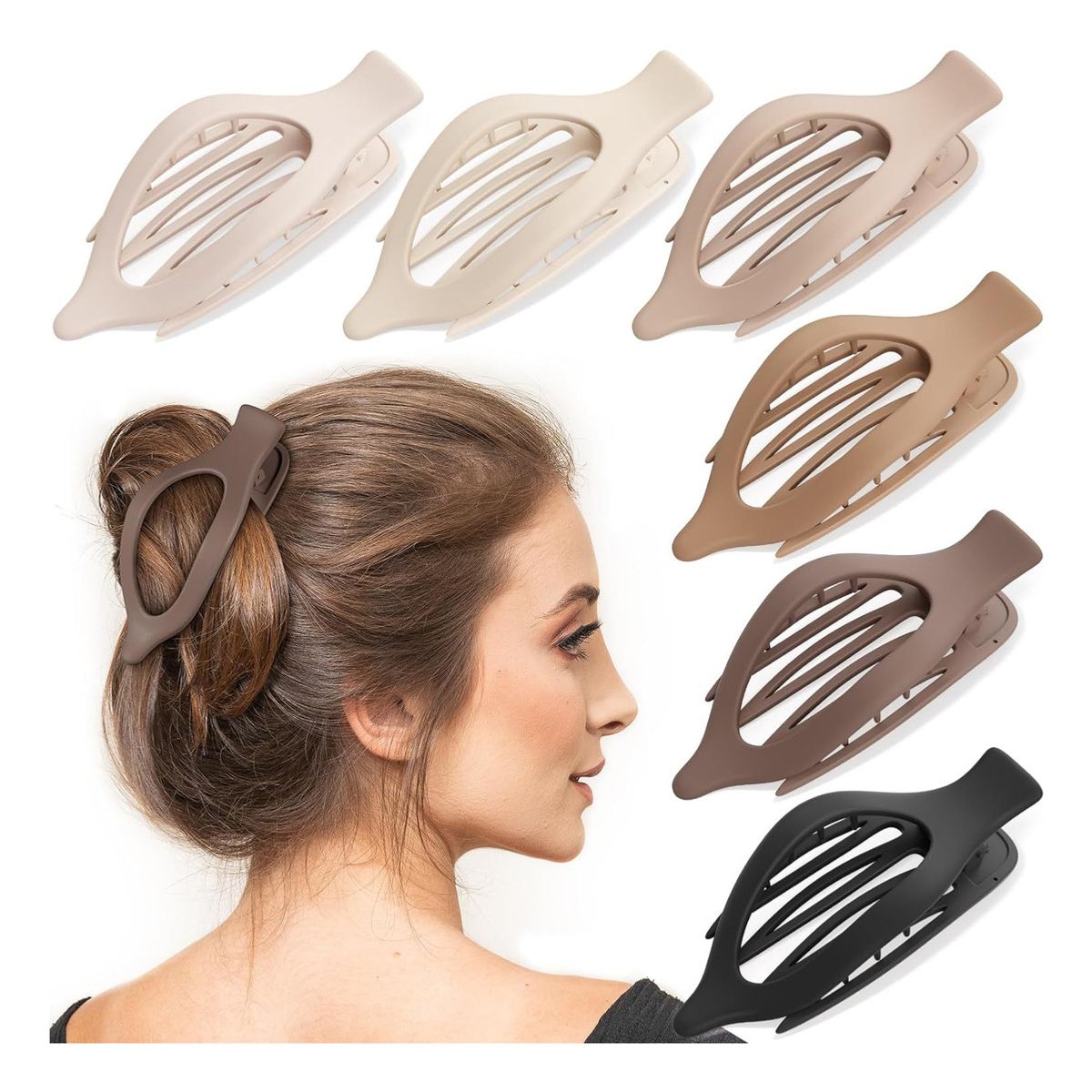 GENERICO - Pack 6 Pinzas Tiburon Para Cabello De Mujer Y Niña