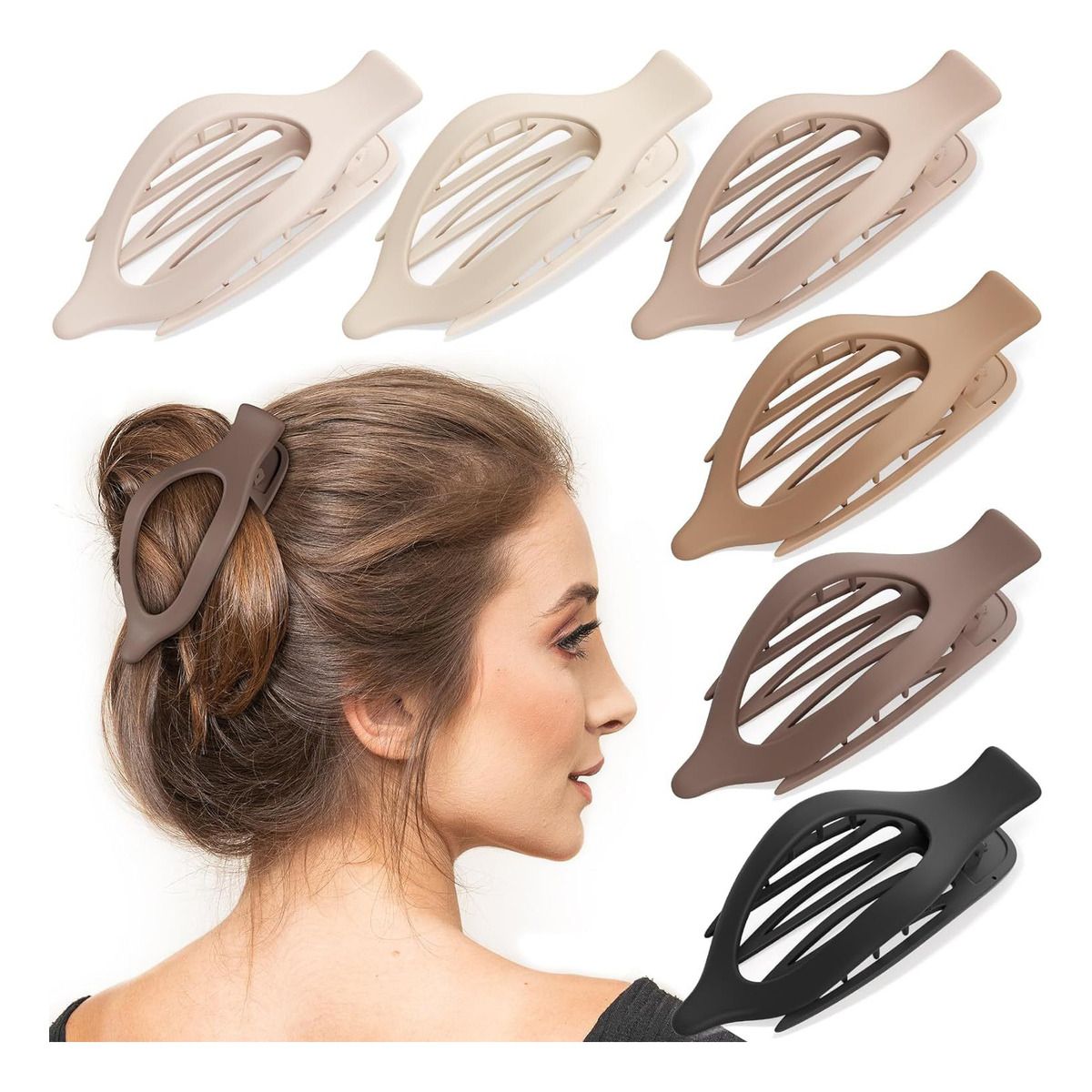 GENERICO - Pack 6 Pinzas Tiburon Para Cabello De Mujer Y Niña