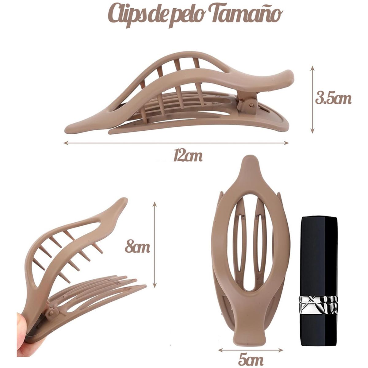 GENERICO - Pack 6 Pinzas Tiburon Para Cabello De Mujer Y Niña