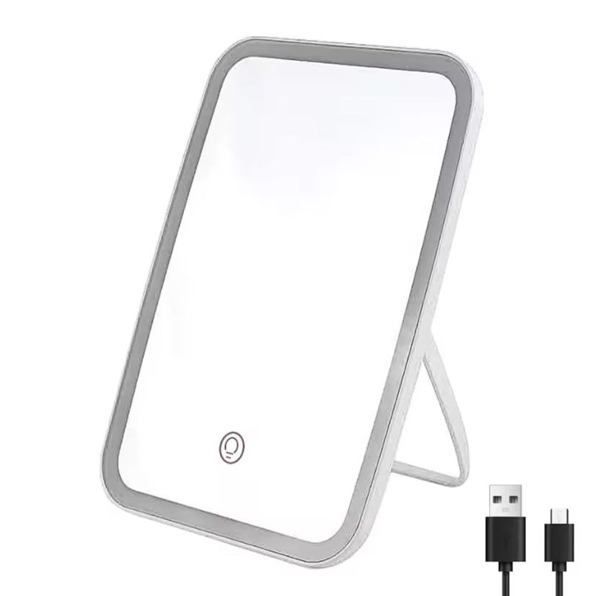 GENERICO - Espejo de Maquillaje con Luz Regulable y Carga USB 3 Tonos de Luz