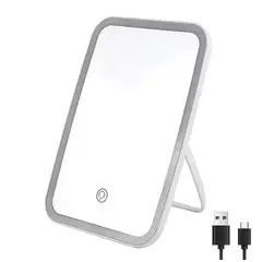 GENERICO - Espejo de Maquillaje con Luz Regulable y Carga USB 3 Tonos de Luz