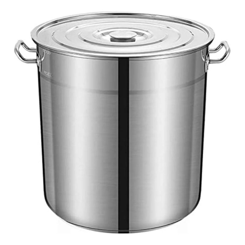 GENERICO - Olla Fondo De Acero Inoxidable De 35litros Con Tapa gris
