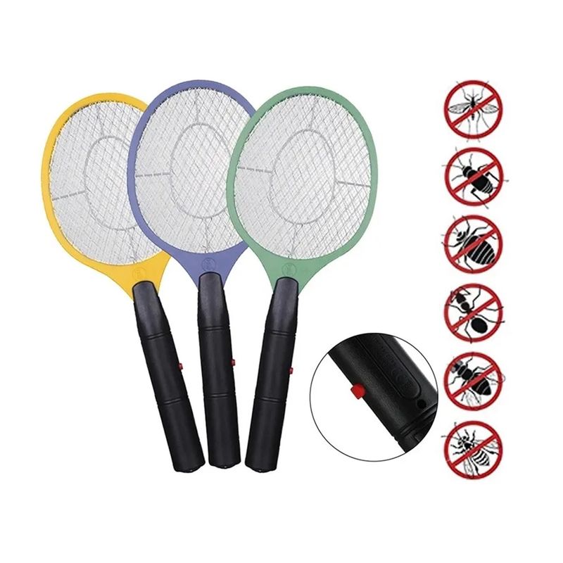 GENERICO - Pack X2 Matamoscas Raqueta Manual Electrica Recargable Mata Insecto