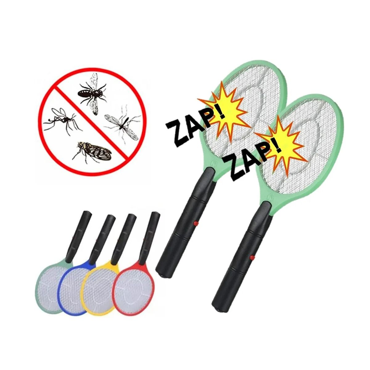 GENERICO - Pack X2 Matamoscas Raqueta Manual Electrica Recargable Mata Insecto